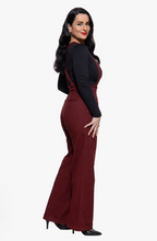 Laden Sie das Bild in den Galerie-Viewer, Hose High-Waist Wide-Leg Dungarees, Bordeaux
