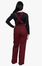 Laden Sie das Bild in den Galerie-Viewer, Hose High-Waist Wide-Leg Dungarees, Bordeaux
