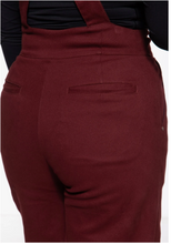 Laden Sie das Bild in den Galerie-Viewer, Hose High-Waist Wide-Leg Dungarees, Bordeaux
