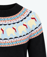 Laden Sie das Bild in den Galerie-Viewer, Polar Bear Fairisle Strickpullover, Schwarz
