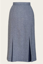 Laden Sie das Bild in den Galerie-Viewer, The Art Deco Dream Skirt – Midnight &amp; Ivory Wool Tweed, Plus Size
