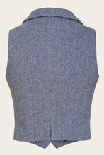 Laden Sie das Bild in den Galerie-Viewer, The Watchmaker’s Waistcoat – Midnight &amp; Ivory Wool Tweed,Plus Size
