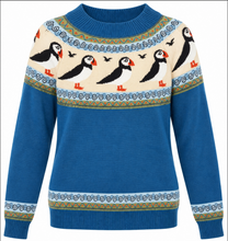 Laden Sie das Bild in den Galerie-Viewer, Fair-Isle-Strickpullover Puffin Corsair, Blau
