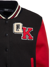 Laden Sie das Bild in den Galerie-Viewer, Damen Collegejacke „Road Rebels“, Schwarz &amp; Rot

