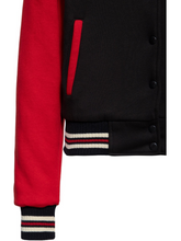 Laden Sie das Bild in den Galerie-Viewer, Damen Collegejacke „Road Rebels“, Schwarz &amp; Rot
