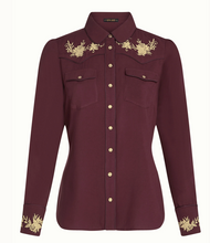Laden Sie das Bild in den Galerie-Viewer, Bluse Rosetta Embroidery,Western-Stil, Porto Red
