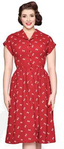 Swingkleid Judy Bow Tie, Rot, Plus Size