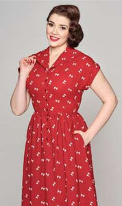 Swingkleid Judy Bow Tie, Rot, Plus Size