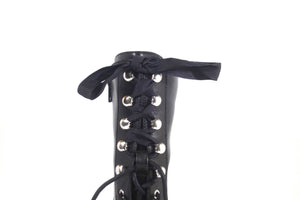 Vintage Schnürstiefel Claire, Schwarz