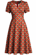 Laden Sie das Bild in den Galerie-Viewer, Swingkleid Julia 40's Teekleid – Rostrotes
