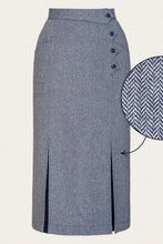 Laden Sie das Bild in den Galerie-Viewer, Emmy Design The Art Deco Dream Skirt – Midnight &amp; ivory wool tweed

