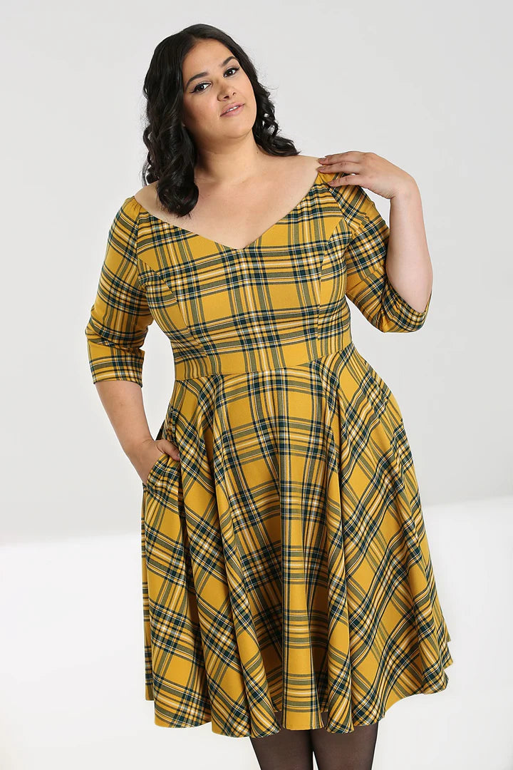 Swingkleid Wither 50's,  Senfgelb , Plus Size