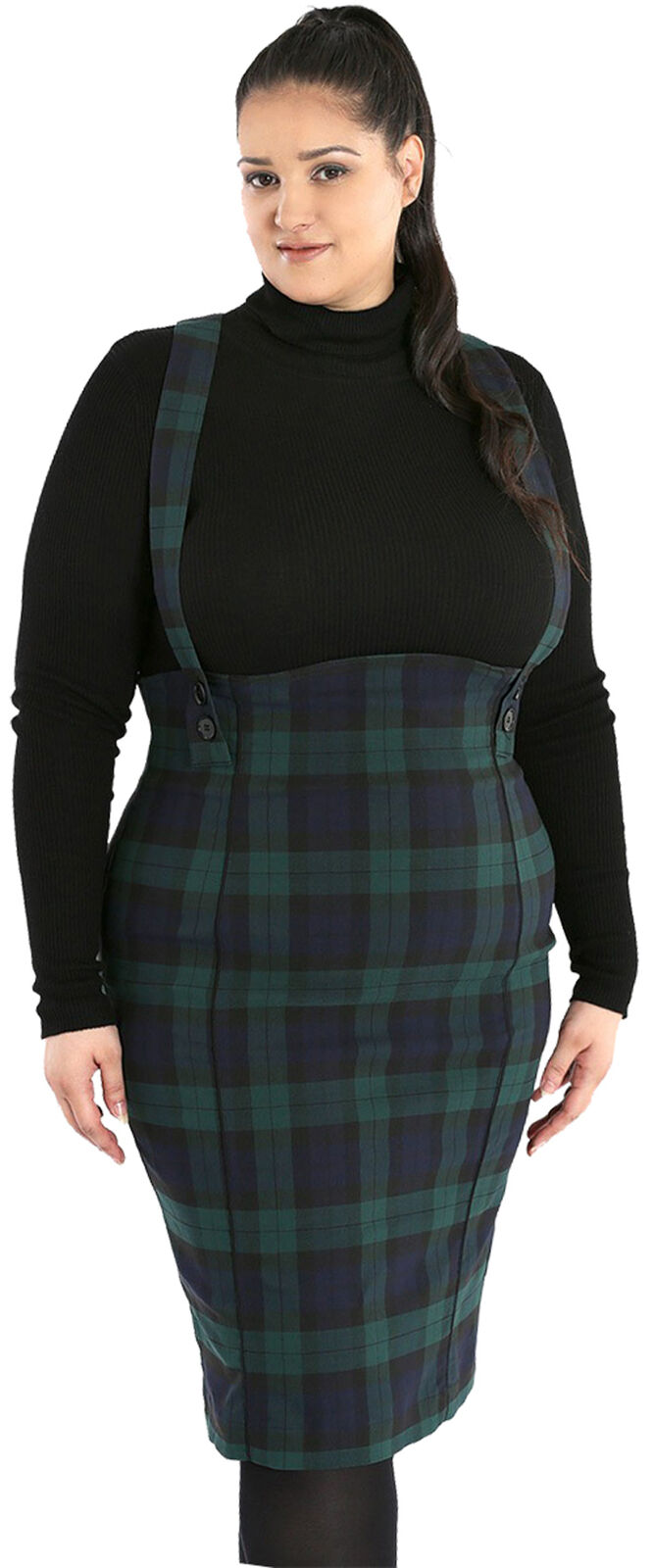 Bleistiftrock Evelyn Pinafore, Grün Plus Size