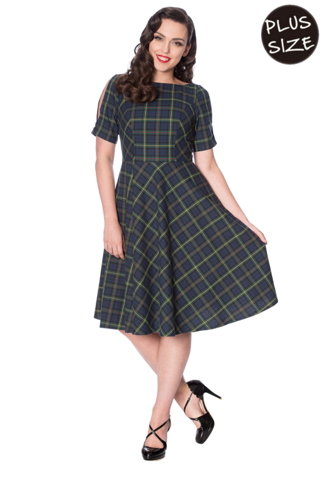 Swingkleid Mrs Claus, Kariert, Plus Size